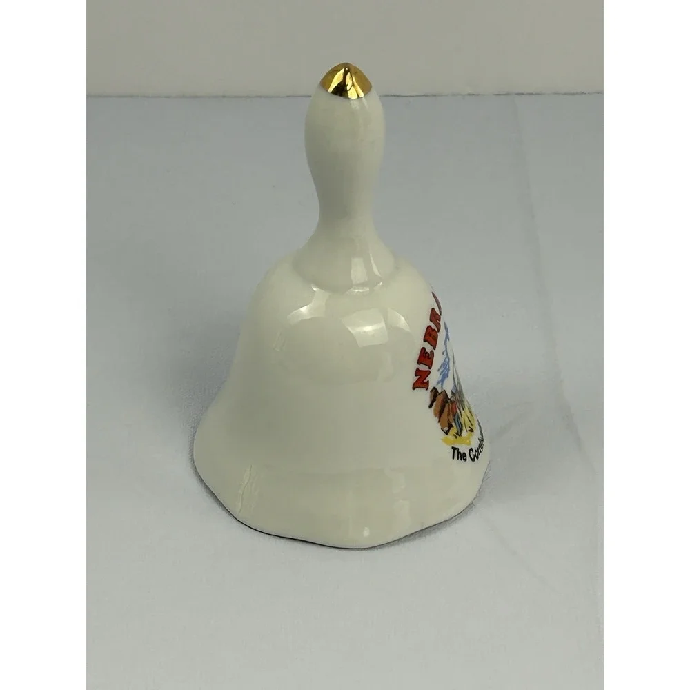 Vintage Nebraska The Cornhusker State Souvenir Porcelain Bell Wagon Travel Decor